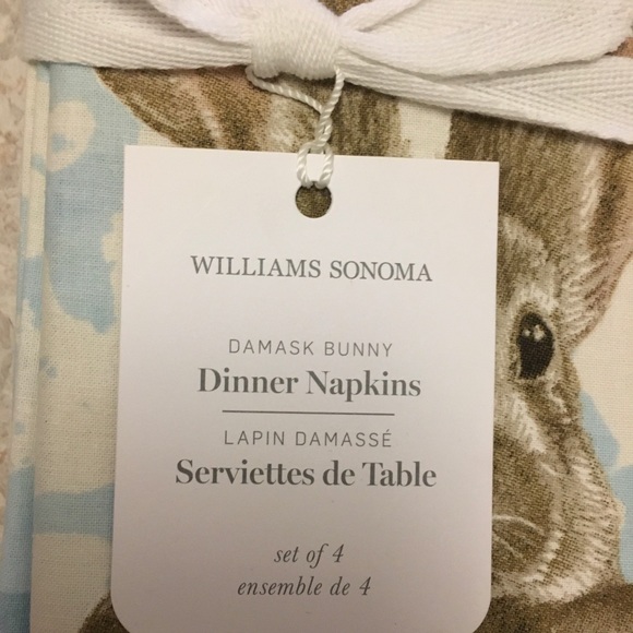 Williams Sonoma Damask Bunny Napkins 🐰❤️🐰 - Picture 4 of 8